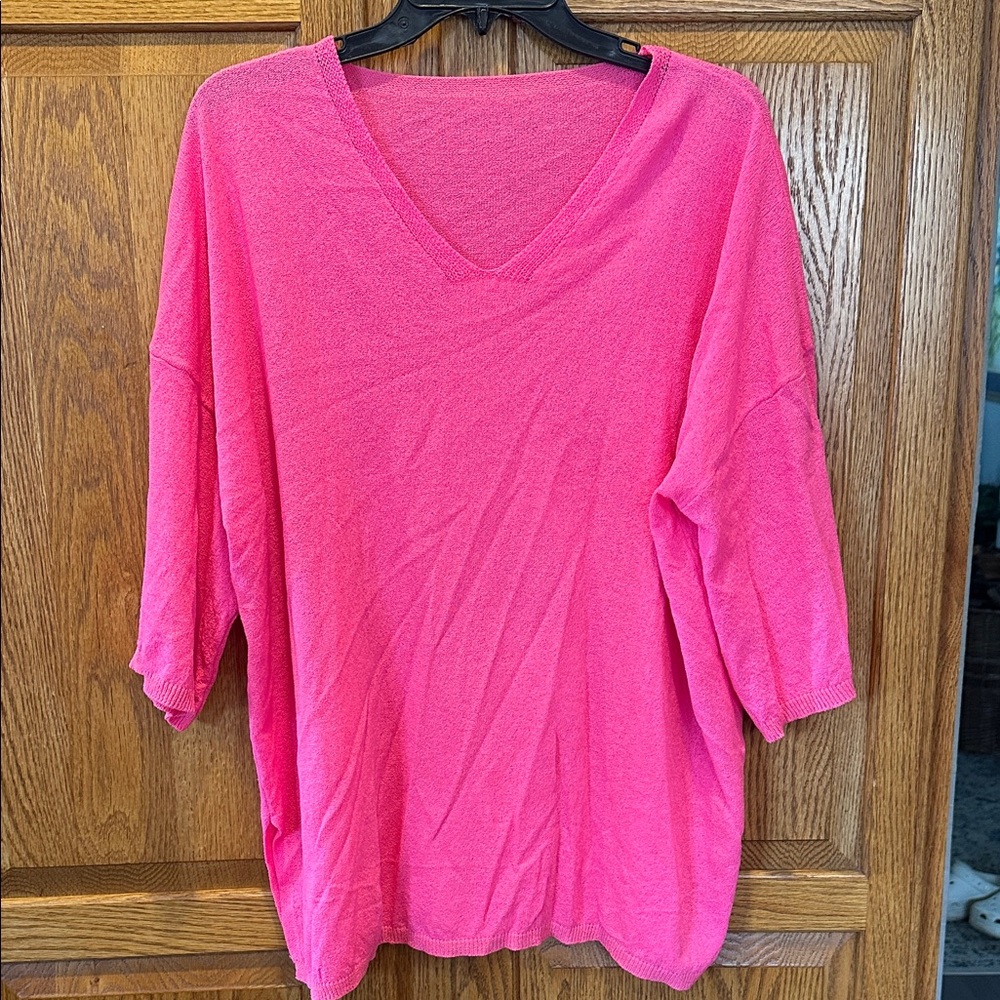 Women's Pink V-Neck Top